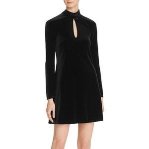 LIKELY Black velvet swing dress with keyhole front
